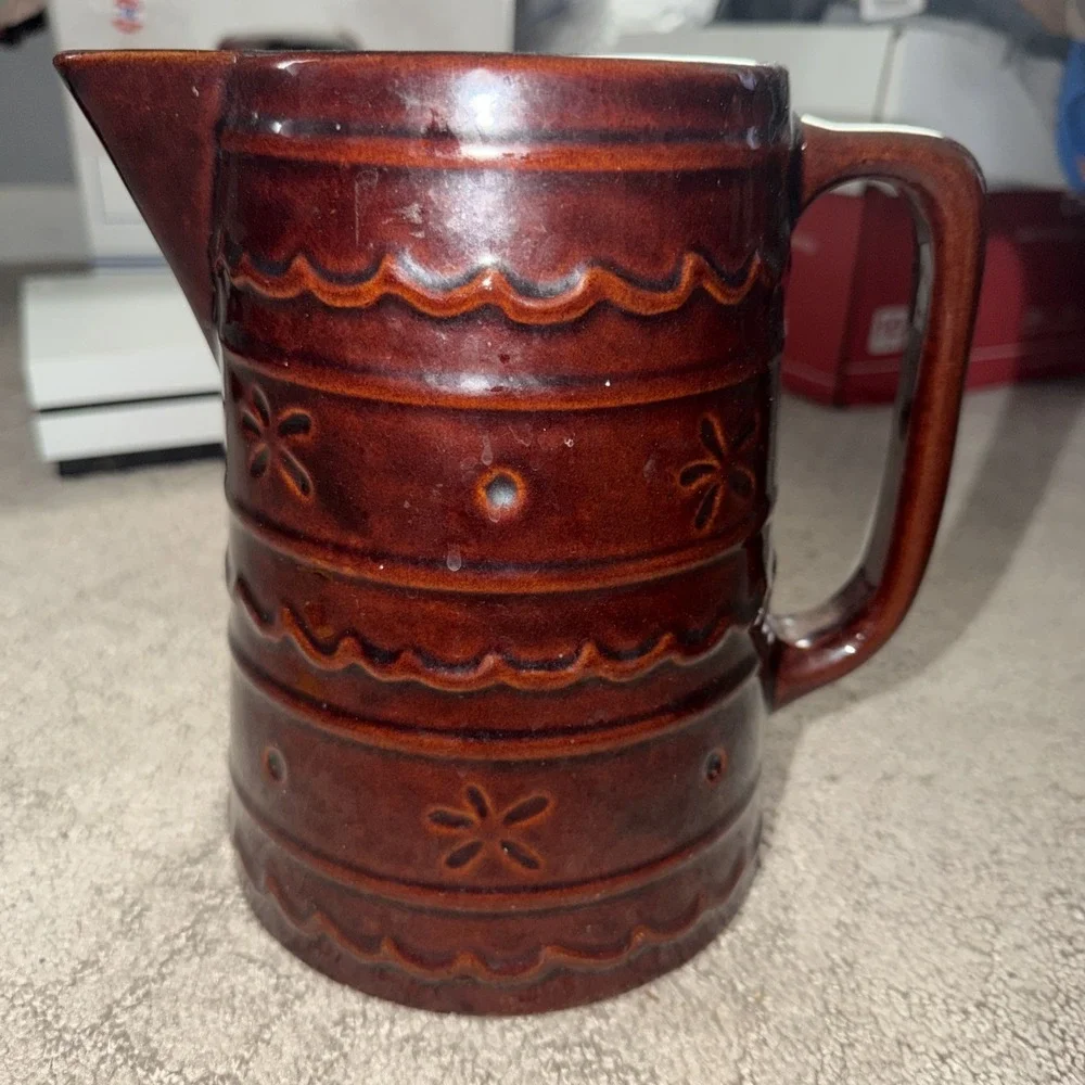 Marcrest Daisy Dot Pitcher Stoneware Oven Proof Brown 8